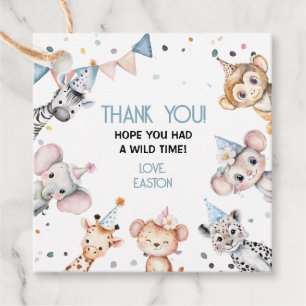Party animals cute safari boy birthday party favor tags
