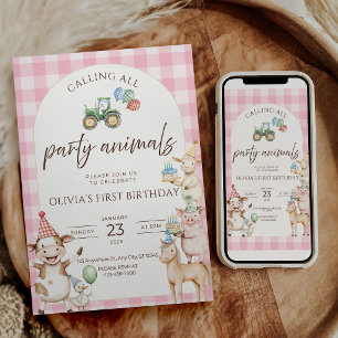 Party Animals Farm Birthday Invitation Barnyard 