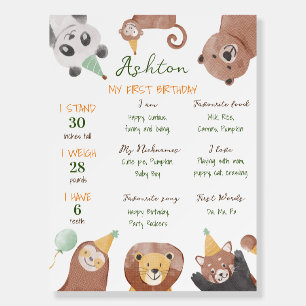 Party animals first birthday milestone board