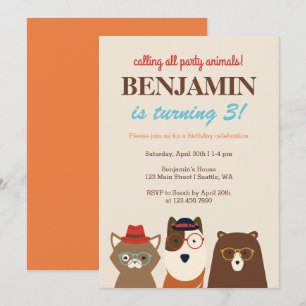 Party Animals Fun Birthday Party Invitation