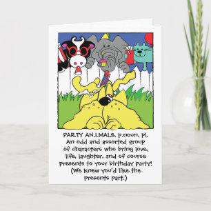 Party Animals Funny Birthday Greeting Card