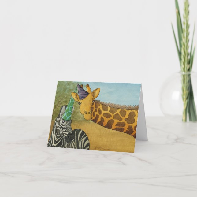 Party Animals: Giraffe/Zebra Card 4"x5.6" (Front)