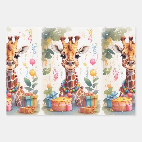Party Animals Giraffes   Wrapping Paper Sheets
