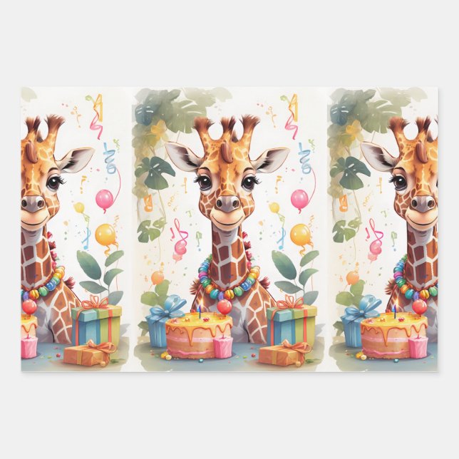 Party Animals: Giraffes |  Wrapping Paper Sheets (Front)