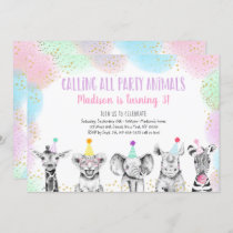 Party Animals Girl Safari Birthday Invitation