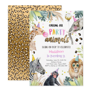 Party Animals Girl Safari Birthday Leopard Zoo Invitation