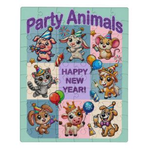 Party Animals "Happy New Year" Jigsaw Puzzle