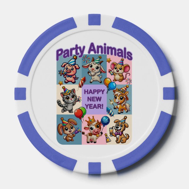Party Animals "Happy New Year" Poker Chips (Front)