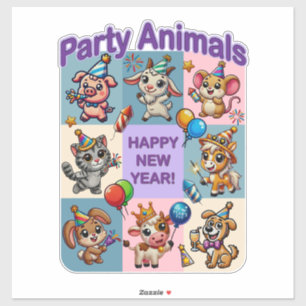 Party Animals "Happy New Year" Sticker