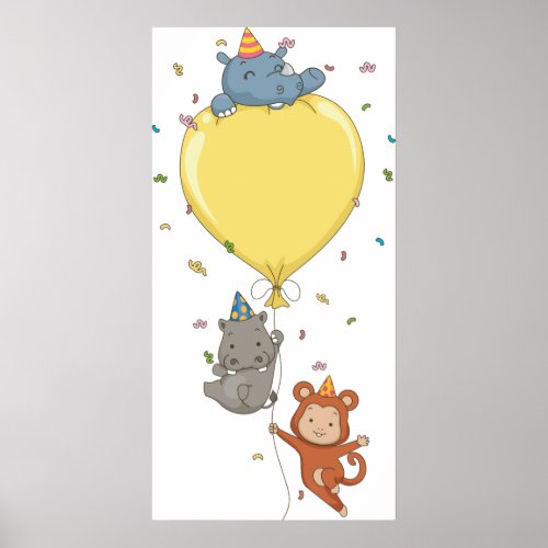 Party Animals Holding A Balloon Poster
