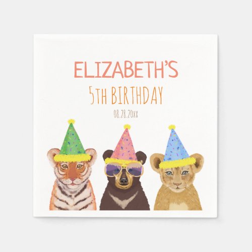 Party Animals Illustration Birthday  Napkins