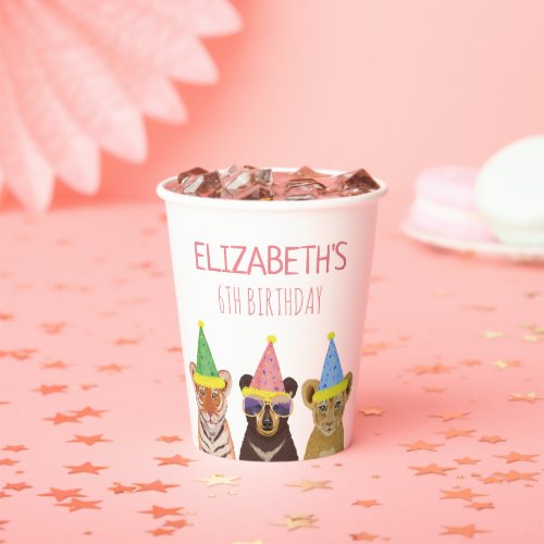 Party Animals Illustration Birthday  Paper Cups