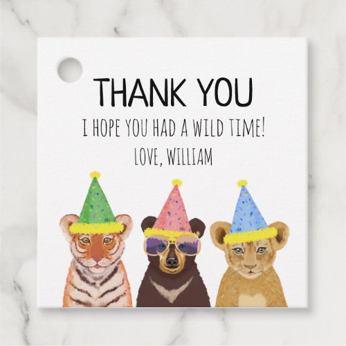 Party Animals Illustration Birthday Thank You  Favor Tags