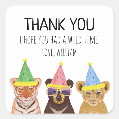 Party Animals Illustration Birthday Thank You 