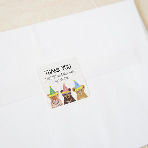 Party Animals Illustration Birthday Thank You  Square Sticker