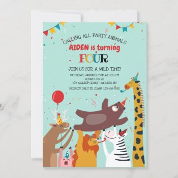 Party Animals Invitation by CottonLamb at Zazzle
