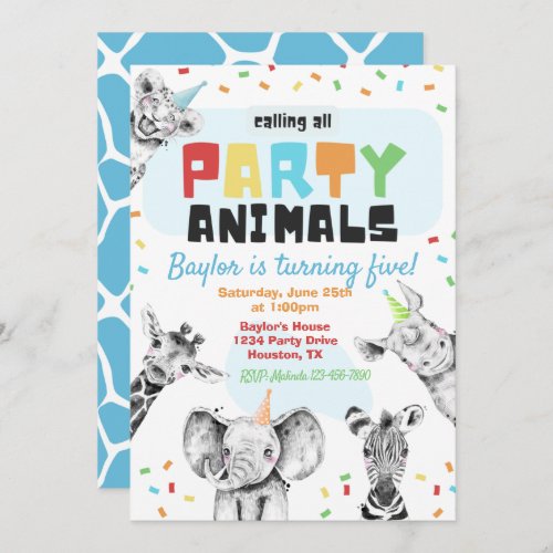 Party Animals Invitation  Party Animals Birthday