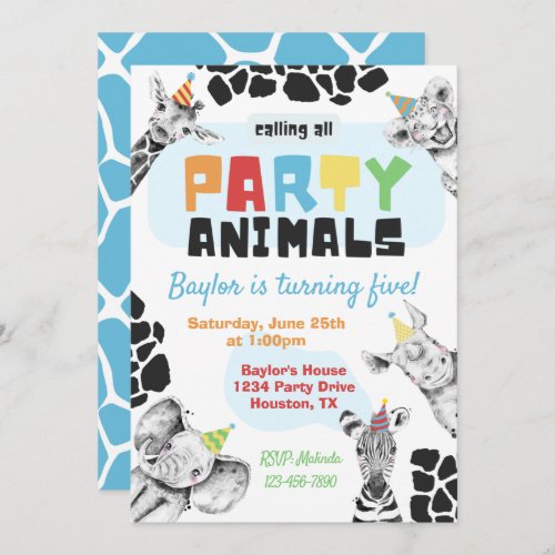 Party Animals Invitation  Party Animals Birthday