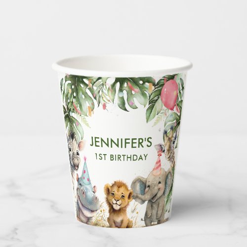 Party Animals Jungle 1st Birthday  Paper Cups