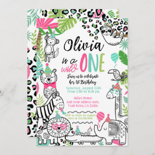 Party Animals, Jungle Safari 1st Birthday Invitation