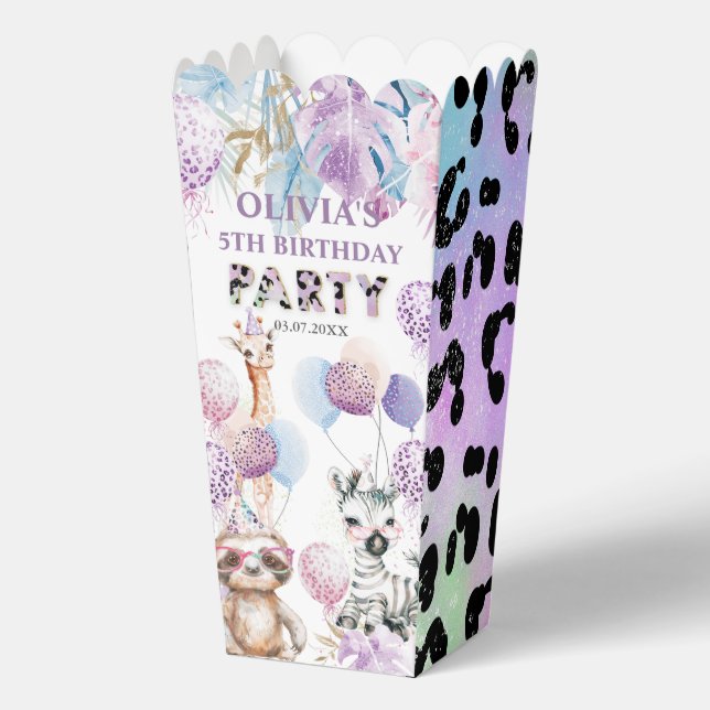 Party Animals Jungle Safari Birthday Popcorn Favor Boxes (Front)