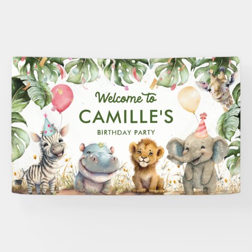 Party Animals Jungle Safari Birthday Welcome Banner