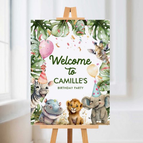 Party Animals Jungle Safari Birthday Welcome Sign