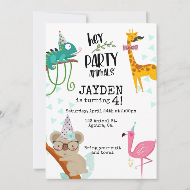 Party Animals, Kids Birthday, Animal party Save The Date (Front)