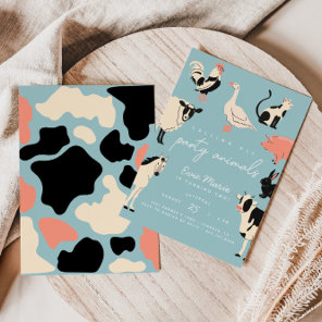 Party Animals | Kids Cow Print Farm Animals Invitation