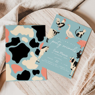 Party Animals | Kids Cow Print Farm Animals Invitation