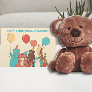 Party Animals Kids Personalized Birthday Card