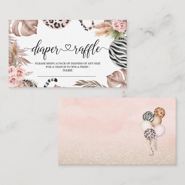 Party Animals Leopard Print Jungle Wild baby showe Enclosure Card (Front/Back)