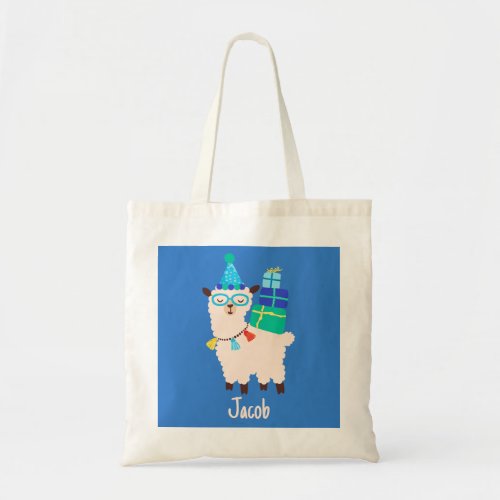 Party Animals Llama Birthday Boys Blue Tote Bag