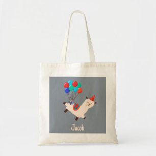 Party Animals Llama Birthday Boys Gray Tote Bag
