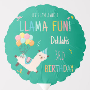 Party Animals Llama Birthday Girls Green Balloon