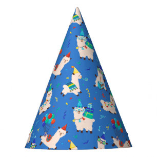 Party Animals Llama Birthday Party Blue Boys Hat