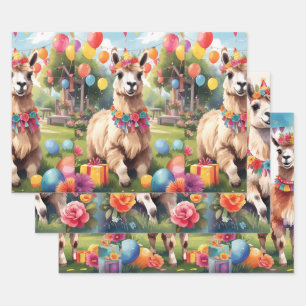 Party Animals: Llamas v1 Wrapping Paper Sheets