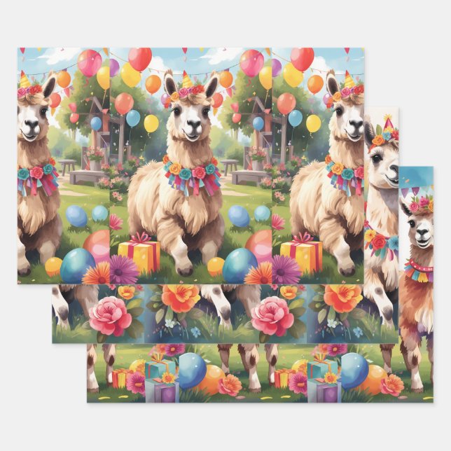 Party Animals: Llamas v1 |  Wrapping Paper Sheets (Set)