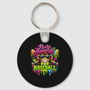 Party animals meme baseball funny monkey keychain