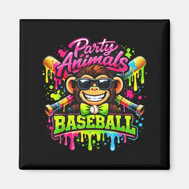 Party animals meme baseball funny monkey  magnet (Front)
