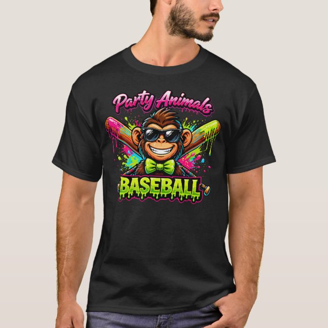 Party Animals Meme Baseball Funny T-Shirt (Front)
