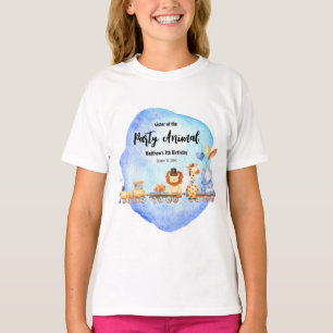 Party Animals on Train Kid Jungle Birthday Sister T-Shirt