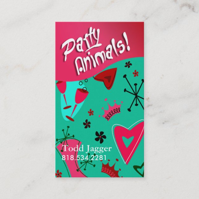 "Party Animals" - Party Planner, Event Organizer Business Card (Front)