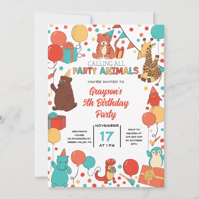 Party Animals Personalized Children's Birthday (Front)