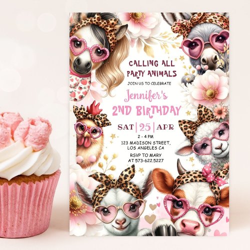 Party Animals Pink Girl Barnyard Farm Birthday