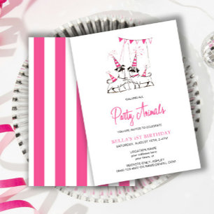 Party Animals Puppy Pink Birthday Party Invitation