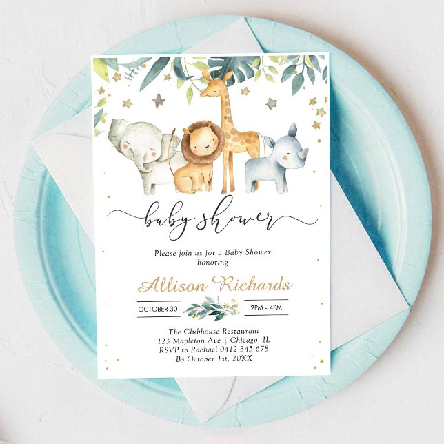 Party Animals Safari Baby Shower Invitation (Creator Uploaded)