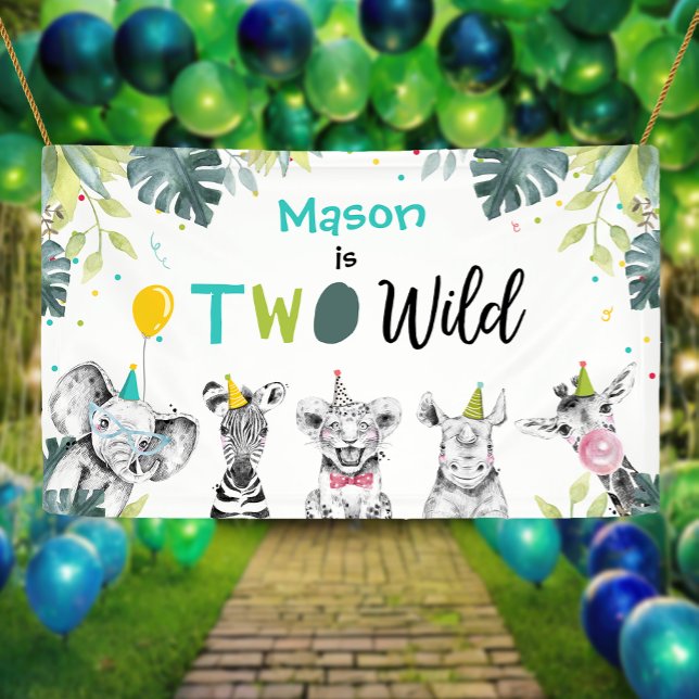 Party Animals Safari Boy Two Wild Blue Backdrop Banner (Creator Uploaded)