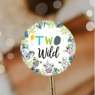 Party Animals Safari Boy Two Wild Second Birthday Classic Round Sticker