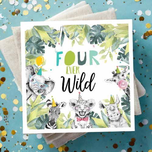 Party Animals Safari Four Ever Wild Boy Birthday Napkins